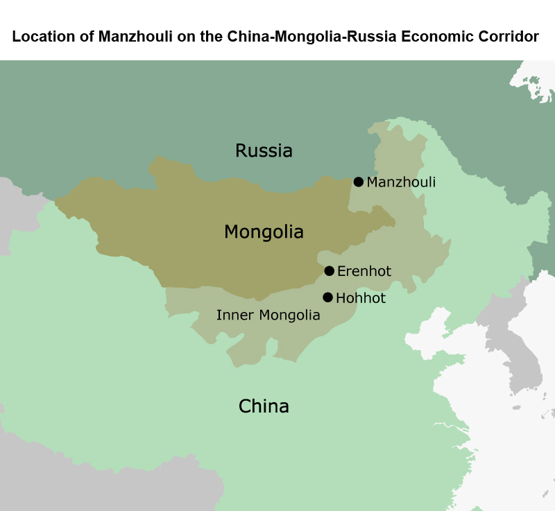 Map: Location of Manzhouli on the China-Mongolia-Russia Economic Corridor