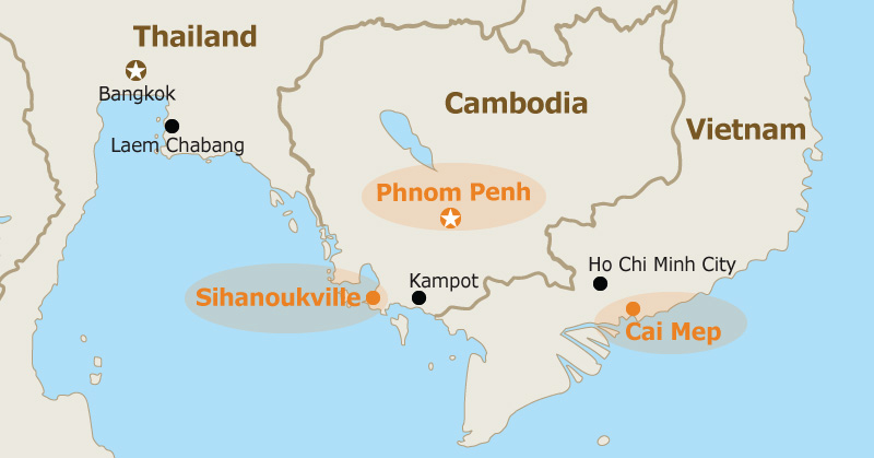 Map: Locations of key ports in Cambodia. Map: Locations of key ports in Cambodia.