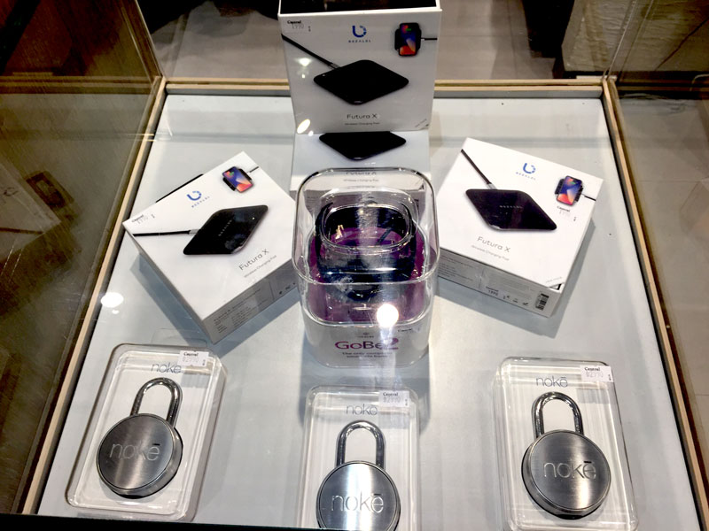 Photo: Wireless Charging products displayed in the department store.