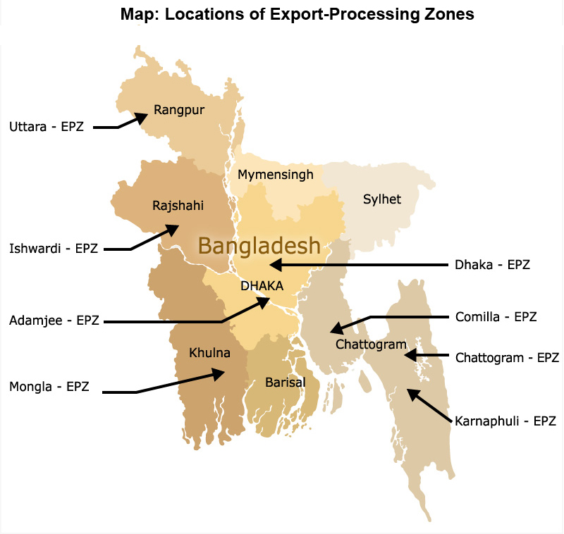 Map: Locations of Export-Processing Zones 