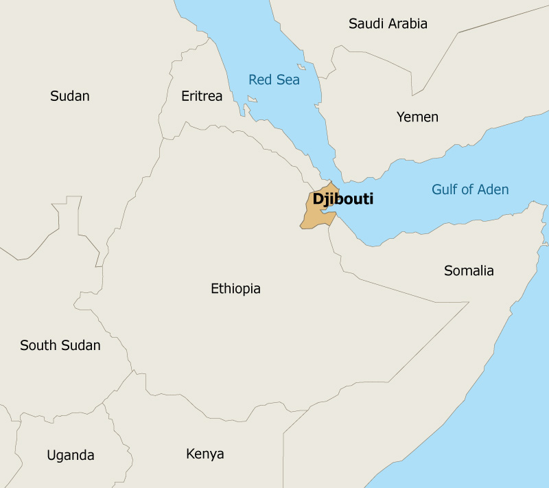 Map: Djibouti, located in the Horn of Africa