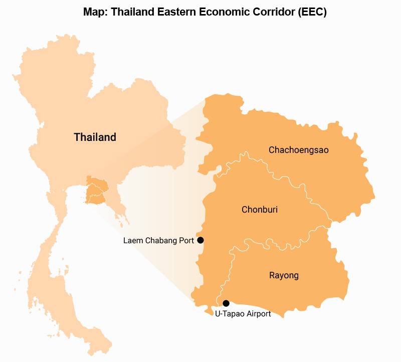 Map: Thailand Eastern Economic Corridor (EEC)