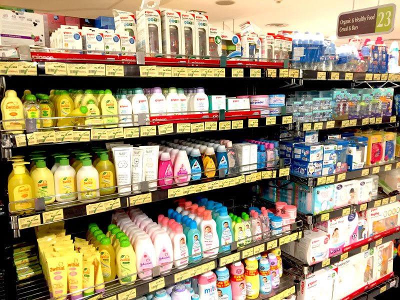 Photo: A wide variety of imported baby care products.