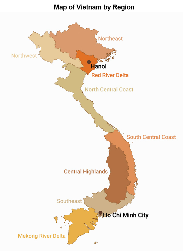 Map: Vietnam by Region