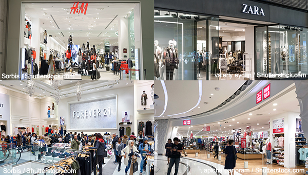 H&M、Zara、Uniqlo和Forever 21