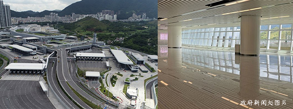 (左图)香园围边境管制站(右图)深港两地旅检大楼 (左图)香园围边境管制站(右图)深港两地旅检大楼