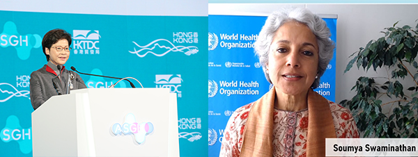 林郑月娥(左图)、Dr Soumya Swaminathan(右图) 林郑月娥(左图)、Dr Soumya Swaminathan(右图)