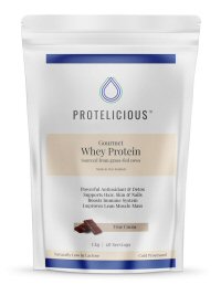 A bag of chocolate-flavoured whey powder