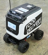 A Kiwi Campus food delivery vehicle A Kiwi Campus food delivery vehicle