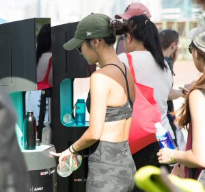 Outdoor stations draw interest on a hot day Outdoor stations draw interest on a hot day