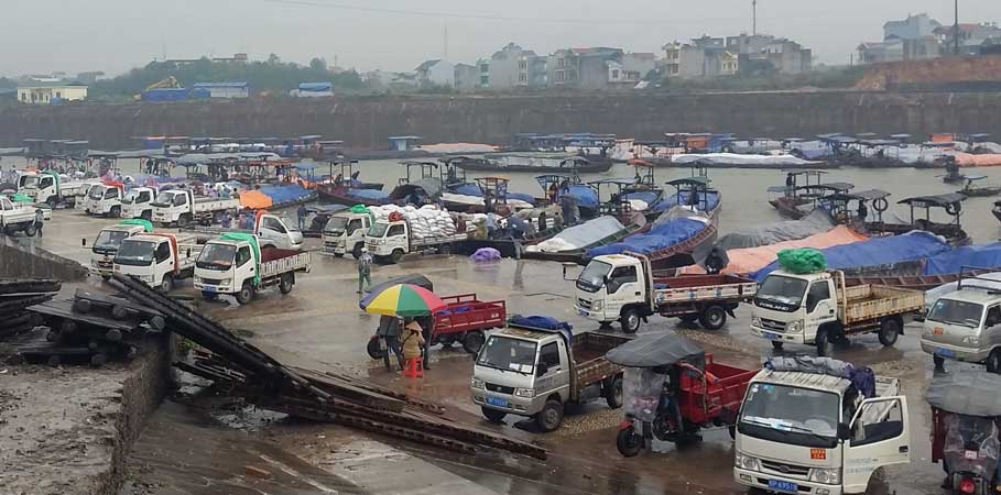 照片:东兴边民互市区交易情景.
