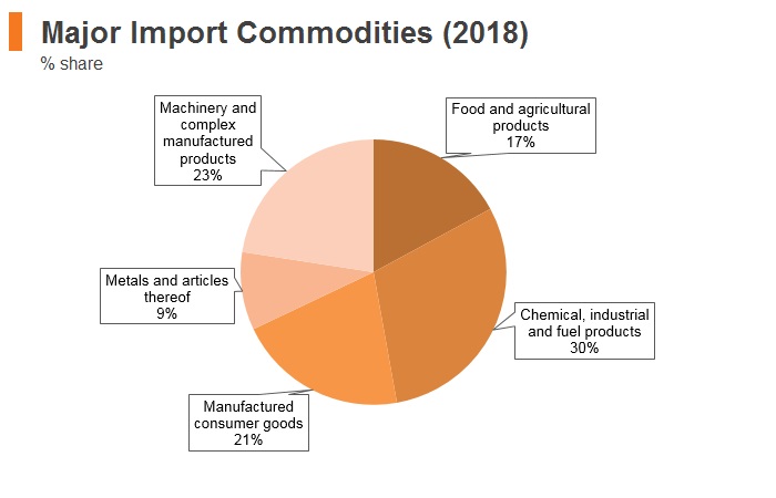 Graph: Georgia major import commodities (2018) Graph: Georgia major import commodities (2018)